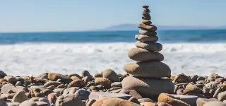 Stacked rocks by the beach